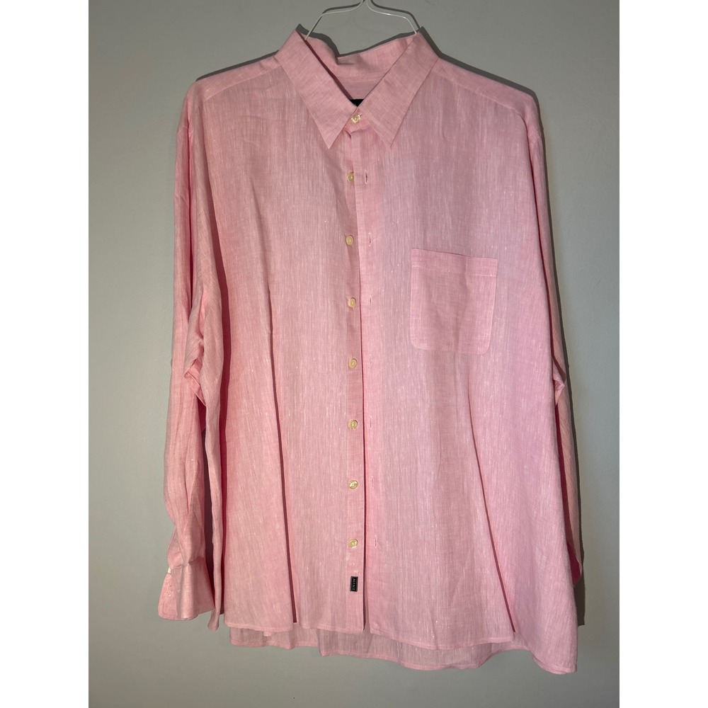 MINE Linen Button Down Shirt Long Sleeve Casual Pink XXL‎ New no tag